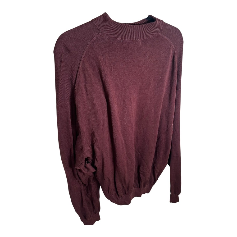 PRONTO UOMO‎ Mens Burgundy Silk Cotton Mock Neck Sweater XXL